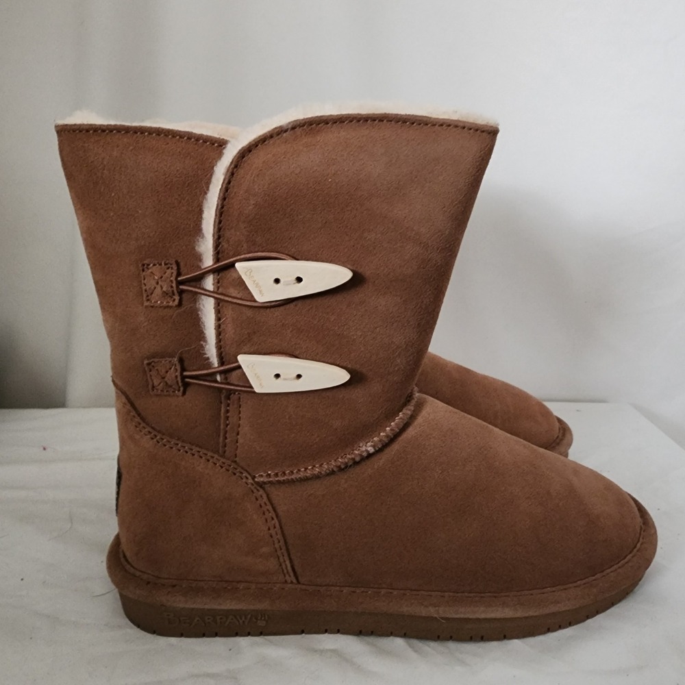 Bearpaw Abigail 682W Womens Chestnut Suede Sheepskin Lined Winter Boots 8.5